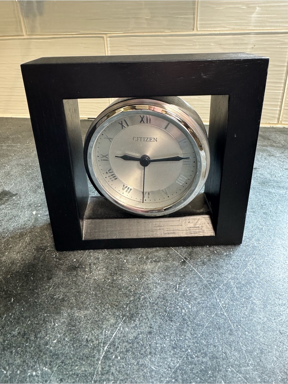 Citizen Black Frame Silver Dial Mantel Clock